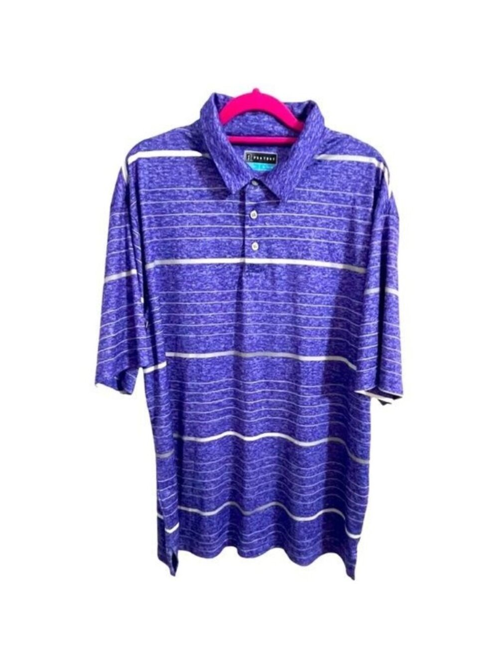 Men's PGA Tour Golf Polo Shirt Blue and White Size Large Dri Fit Outdoor Casual
